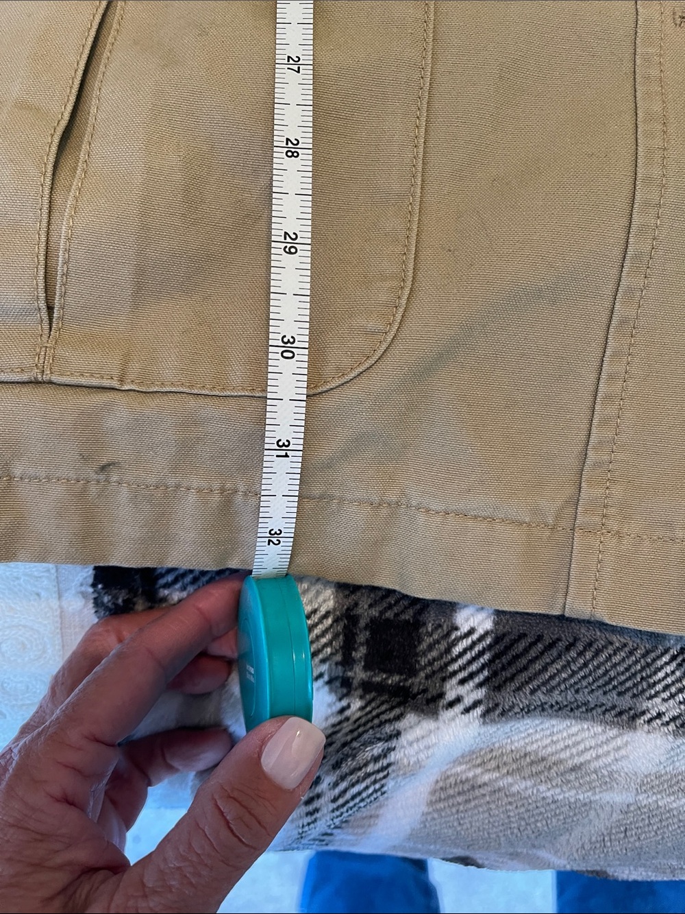 L.L. Bean Women's Tan Canvas Utility Jacket with Brown Corduroy Collar - Picture 10 of 13